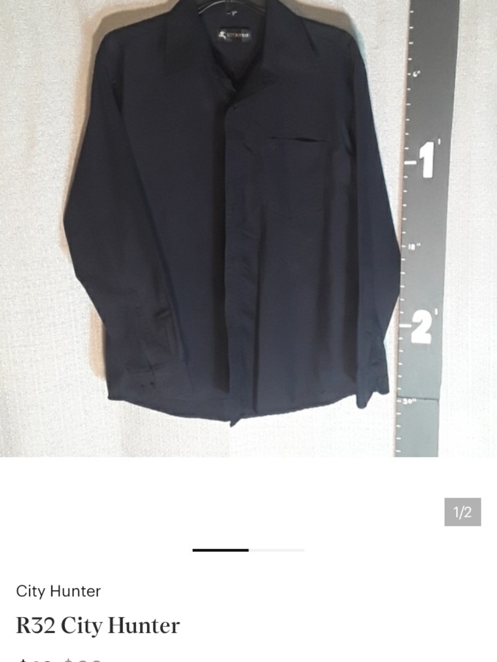 City Hunter Men's Navy Button-Up Shirt - Picture 2 of 2